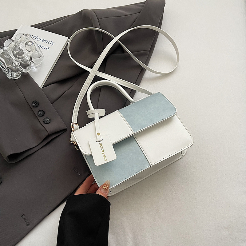 Niche Design New Free Luxury Bag Delivery Designer Bag Color Blocking Splicing Handheld Small Square 2025 New Texture Crossbody Fashionable Single Sho