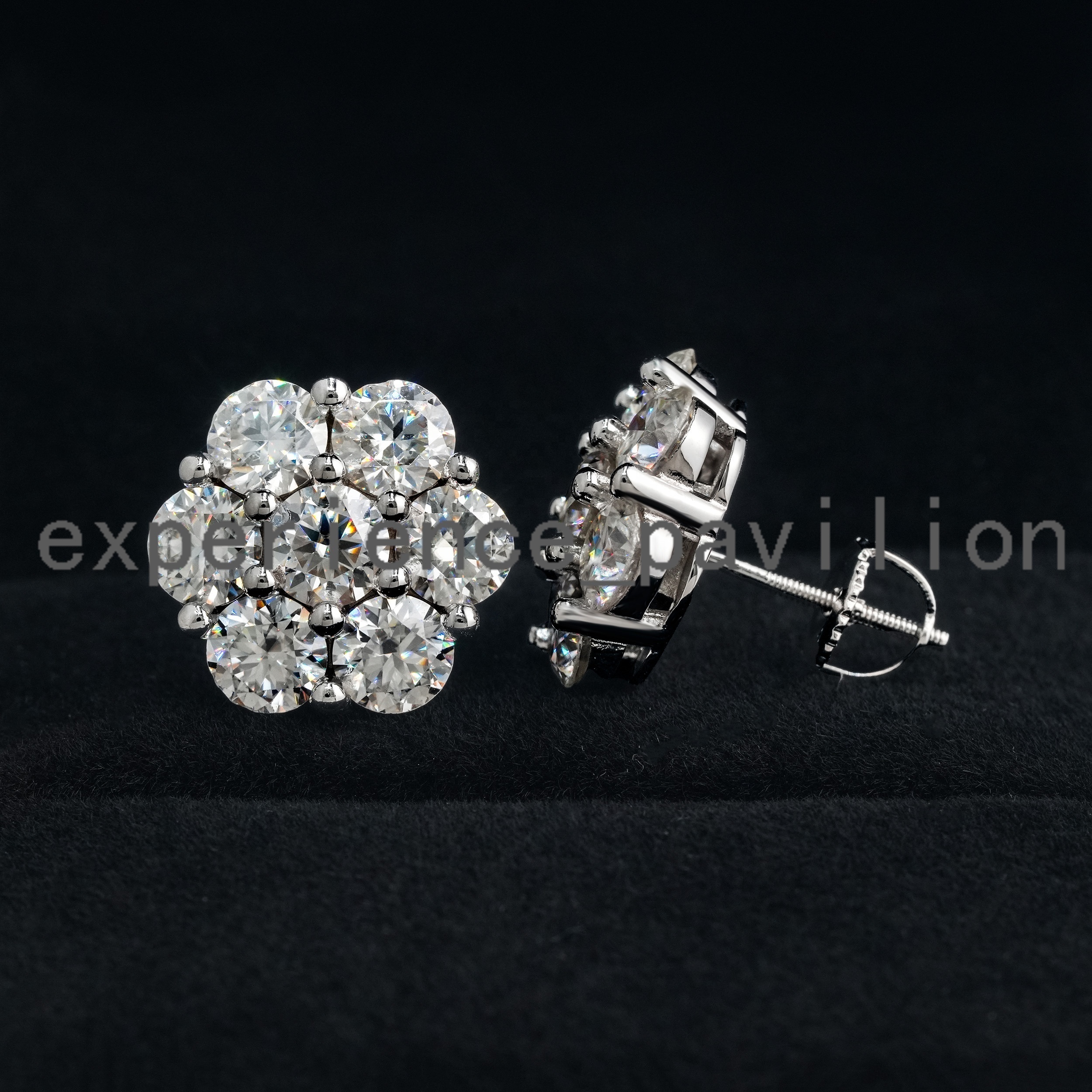 Flower Design Stud Earring Hip Hop Jewelry Gold Plated 925 Sterling Silver Iced Out VVS Diamond Moissanite Earring Hot Sale