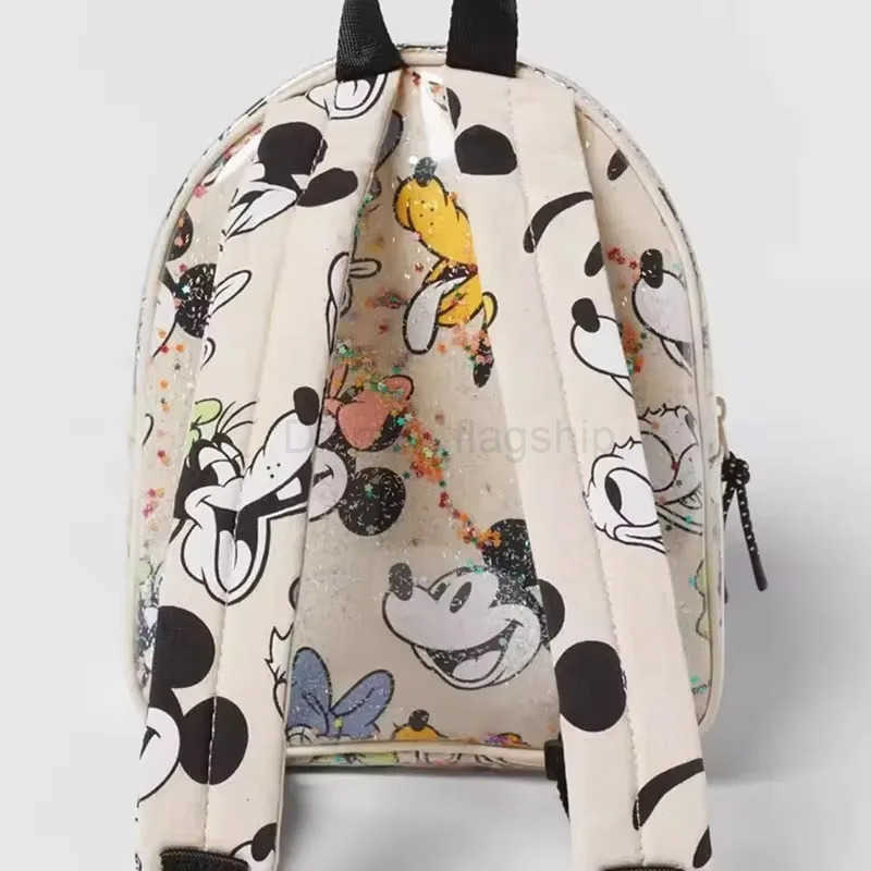 Disney 2024 New Cartoon Mickey Transparent Childrens Bag Girls Co-branded Printed Mini Fashion Backpack Student Cute School BagXJ250515