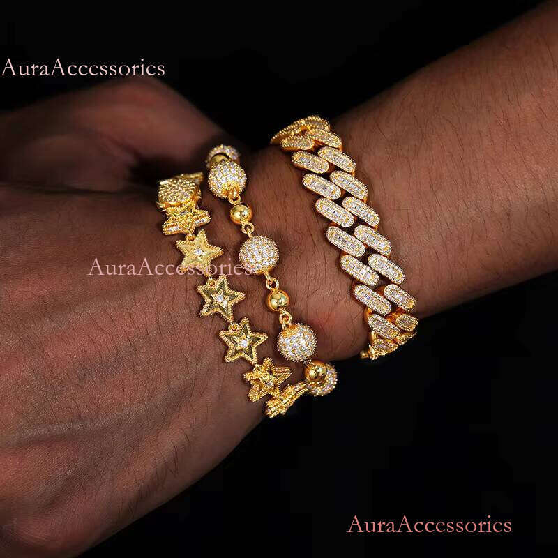 New Design Chaine Au Cou 10mm Iced Out Bead Chain Necklace Gold Plated Brass AAAAA CZ Dia Wholesale Fashion Jewelry