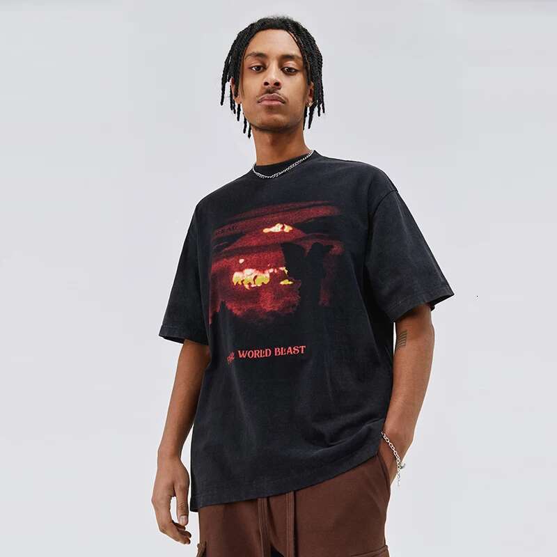 Men Streetwear Hip Hop Cross Letter Graphic Hipster T Shirt Black Haruku 2025 Loose Tshirt Cotton Tops Tees Unisex