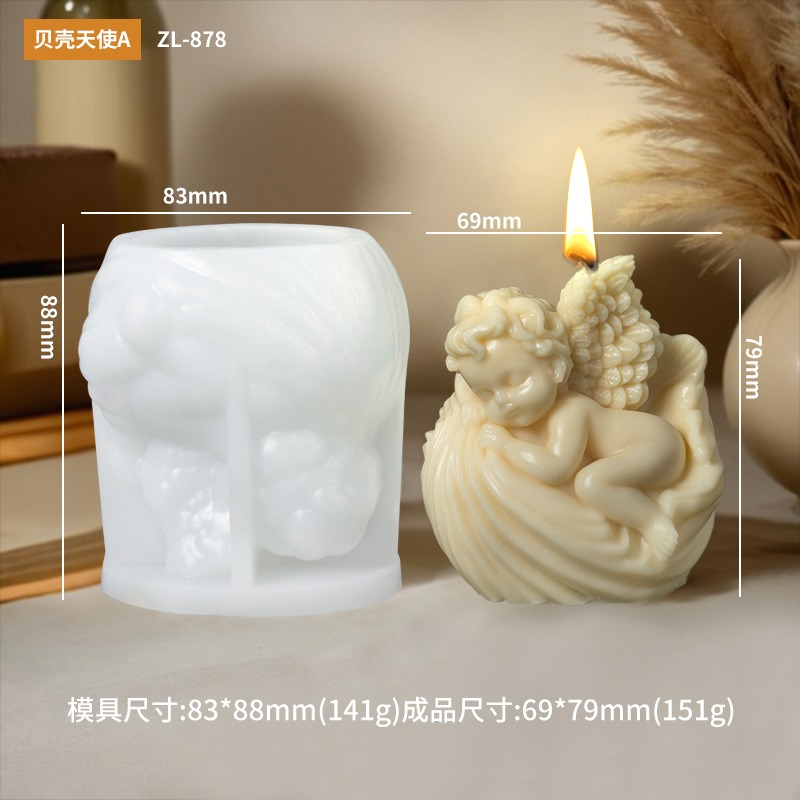 DIY Rose Angel Aroma Candle Silicone Mold Shell Angel Silicone Mill Ornament Mold