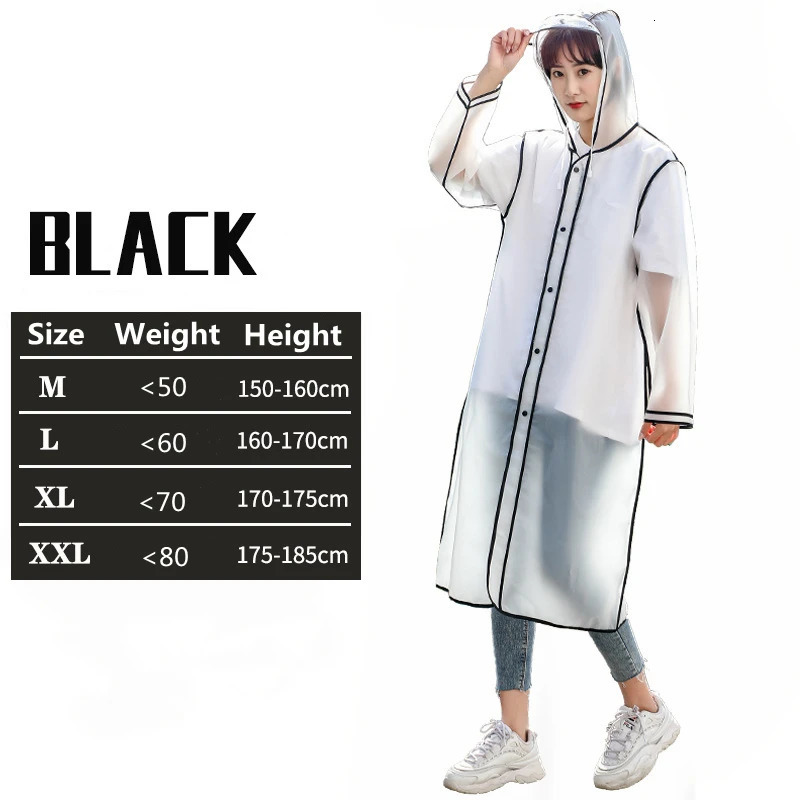 Fashion Women Transparent EVA Clear Raincoat Man Travel Waterproof Rainwear Adult Poncho Outdoor Rain Coat Long Raincoat 250515