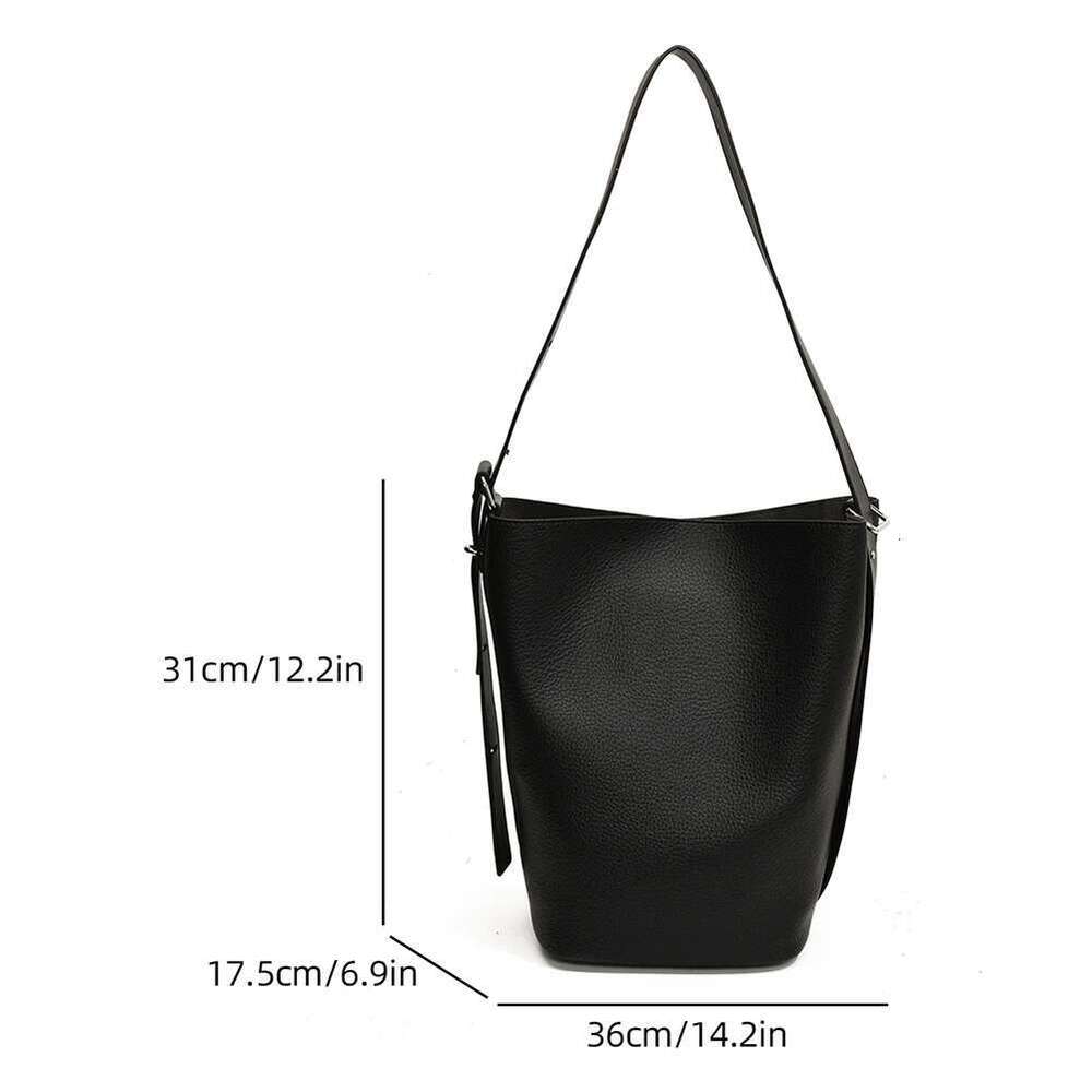 Bucket Women Adjustable Strap Shoulder Vegan Leather With Inner Pocket Handbag Hobo Bag For Work Travel