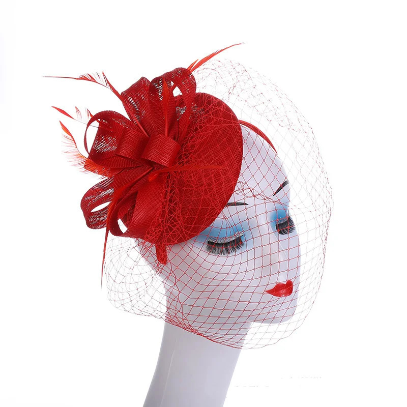 Fascinator Pillox Hat Wedding Bridal Veil Fascinator Mesh Lace Headband Tea Party Feather Fascinator Hats for Women 250514