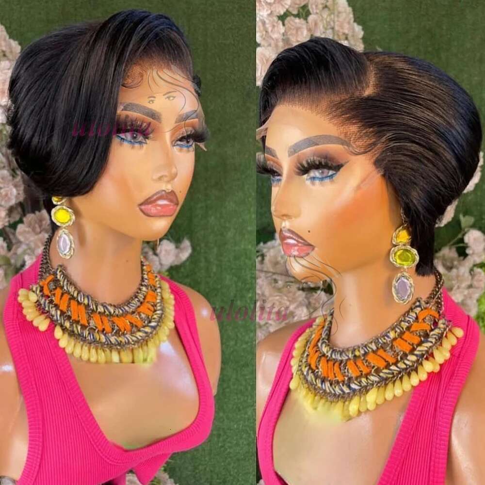 Pixie Cut 13x4 Transparent Front Wigs For Women Short Bob Brazilian Straight hd Lace Frontal Human Hair Wig 200 Density