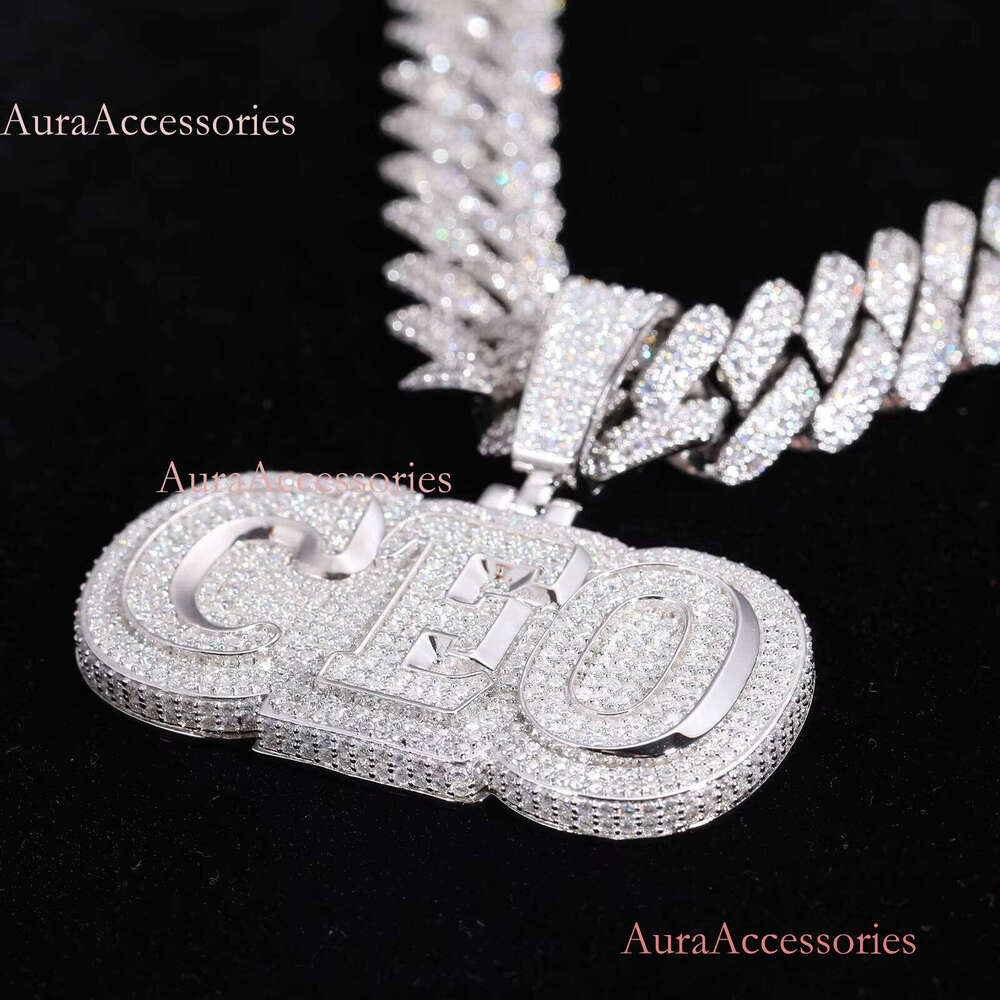 Factory Personalized Customized VVS Moissanite Dia Iced Out 3D Shadow Name S Mens Hip Hop Jewelry Letter Pendant