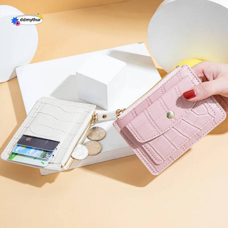 Women Slim Business Holder Men Mini Wallets Zipper Card Money Holders Vintage Short Wallet Female Thin Small Purse ddmythur