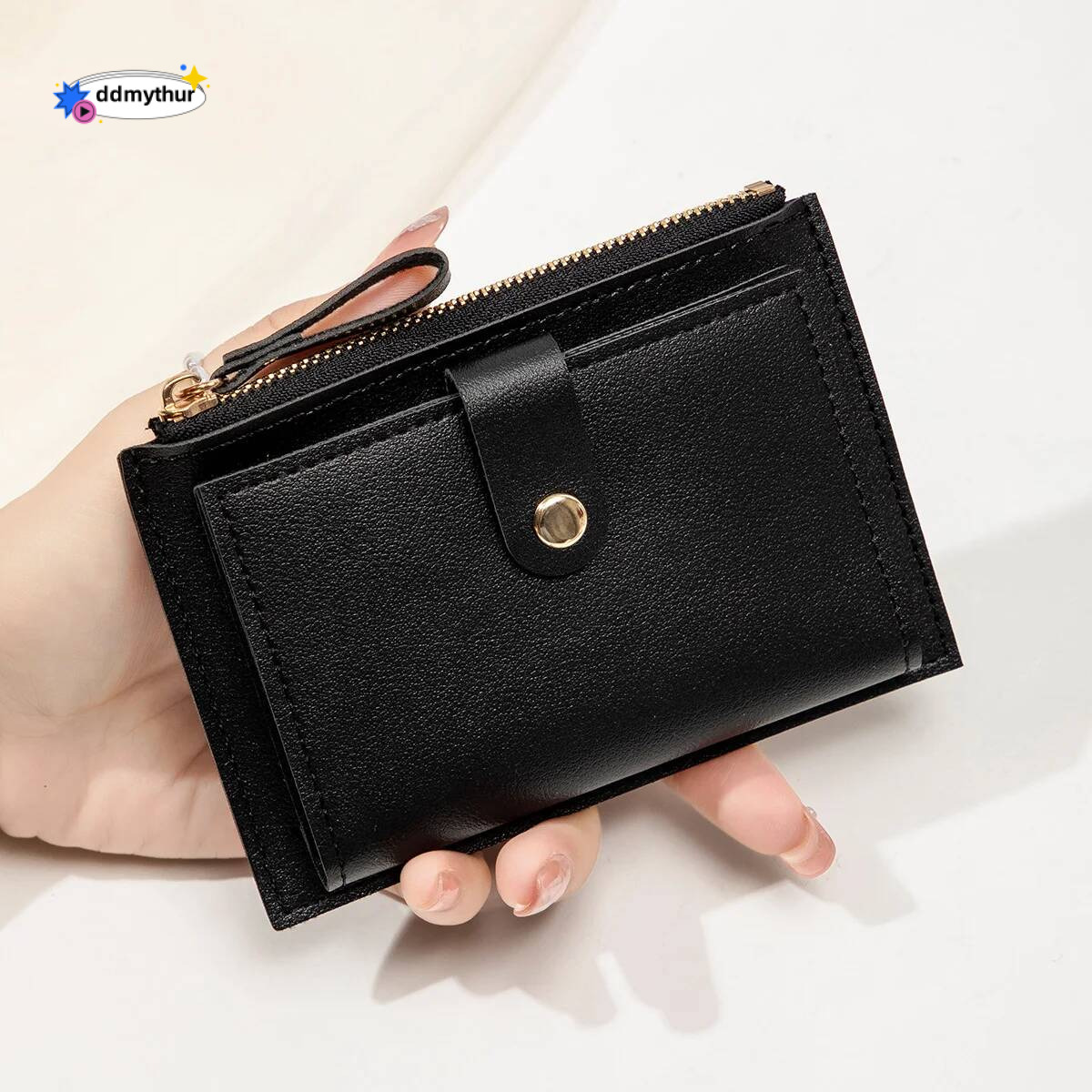 Minimalist and fashionable short bag, ultra-thin mini PU leather zero wallet, women's credit card holder wallet ddmythur