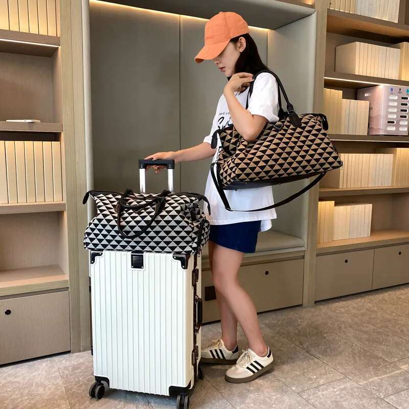 Large Size Geometric Pattern Travelling High Quality Travel Man Brand Big Square Casual Hand Lage Travel Bag