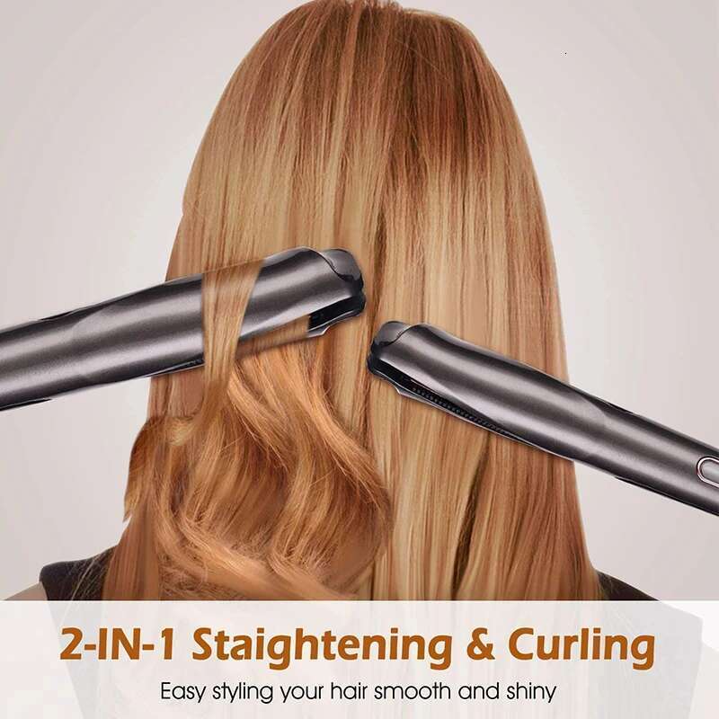 2 in 1 Hair Curler Straightener Professional Curling Irons Titanium Plate Dual Voltage Flat Iron