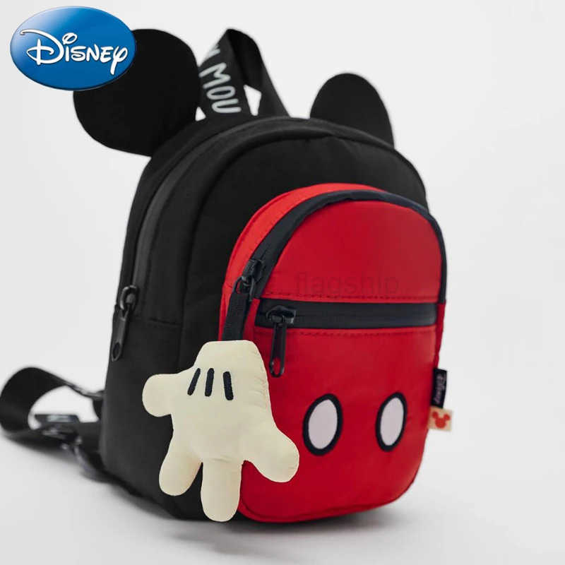 Disney New High-quality Mickey School Bag with Cute Charms for Children Multifunctional BackpackXJ250515