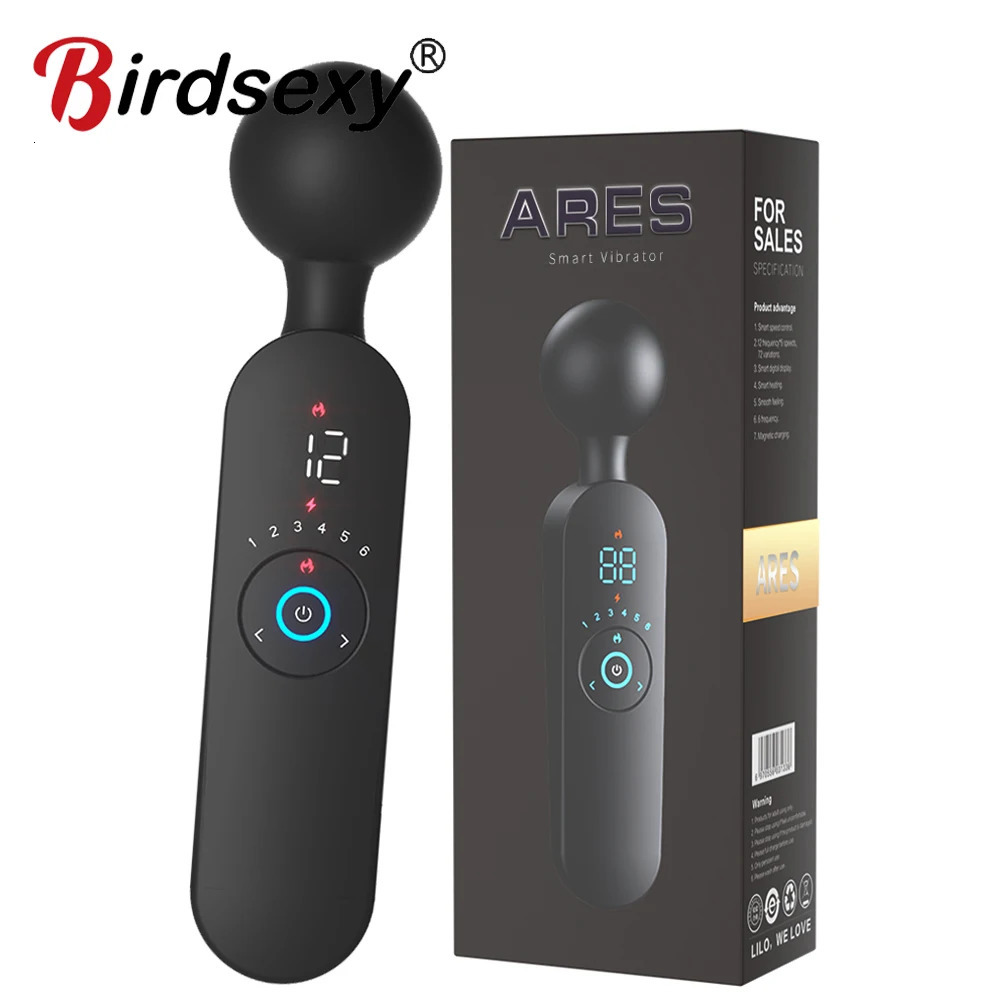 AV Magic Wand Vibrator for Women Clitoris Stimulator Heating Powerful Female Massager Digital Display USB Rechargeable Sex Toy 250515