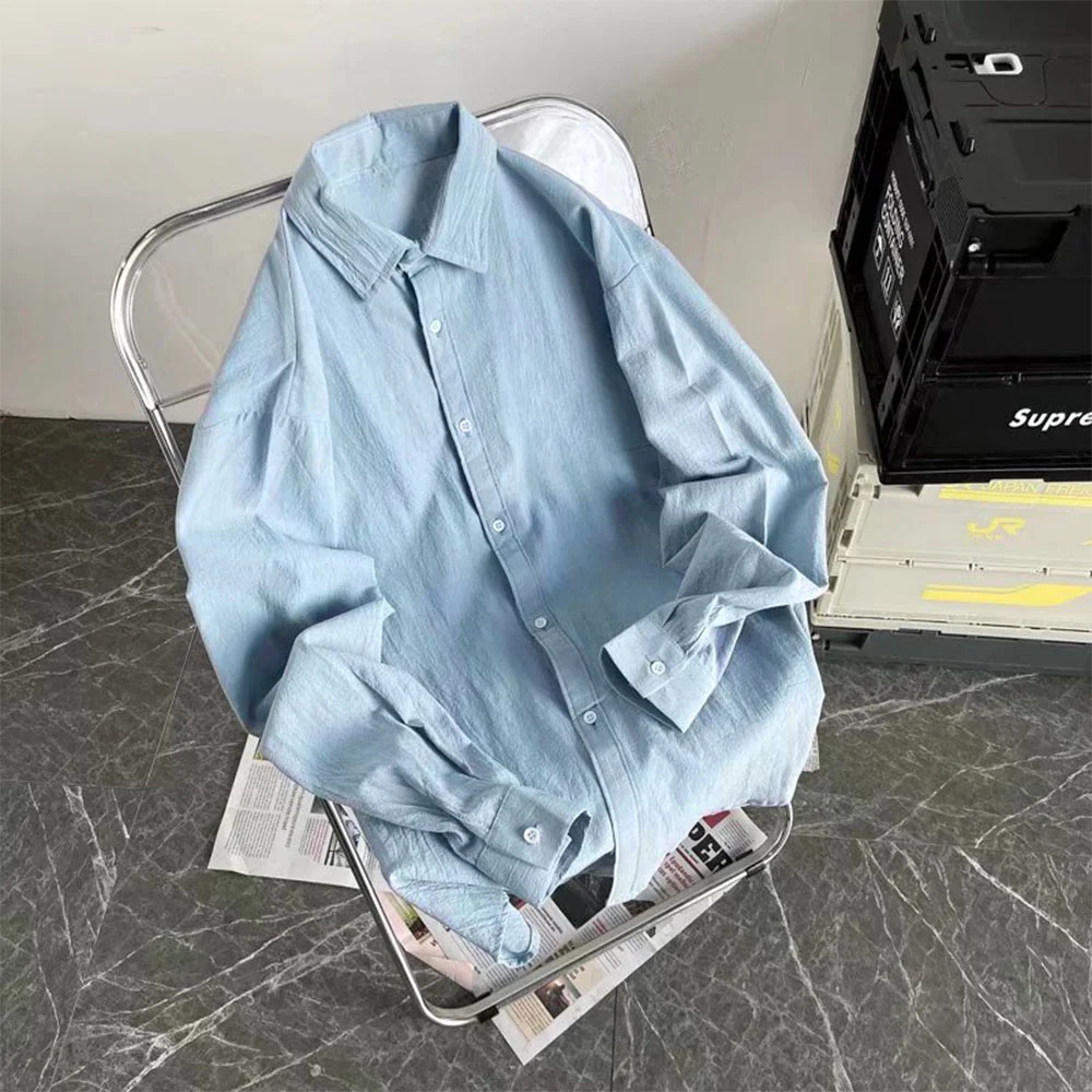 Mens Loose Shirts Casual Multi Colors Cotton Linen Cool Summer Breathable Harajuku Male Baggy Shirt for Men Button Up 250506Z