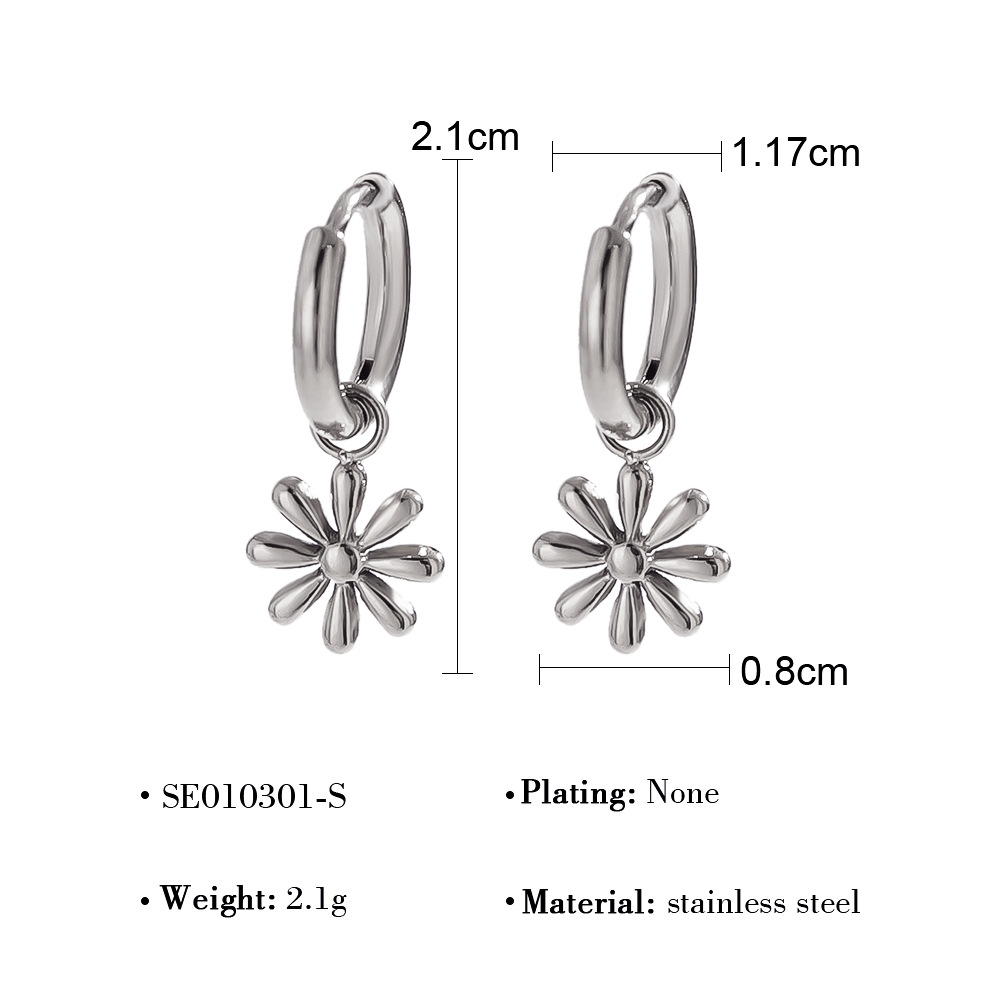 Durable Elegant Ear Piercing Jewels Summertime Ready PVD-Golded Stainless Steel Butterfly + Bloom Charm Studs