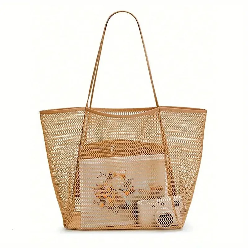 Mesh Beach Tote bag for Womens Shoulder Handbag Causal Hobo Pool Bags travel beach swimming bowls beach bags 250515