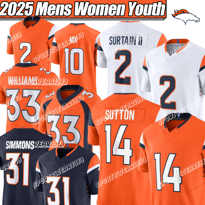 Denvers Broncoss jersey DenvercityBroncos jersey 10 Bo Nix John Elway 2 Patrick Surtain II Peyton Manning Javonte Williams Troy Franklin Football Jerseys