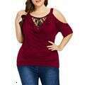 Plus Size Designer Clothing Women Womens Top T-shirt Men Tops Tee Shirt 2025 Large Lace Cold Solid Color Casual Round Neck Off Shoulder Womens Short S