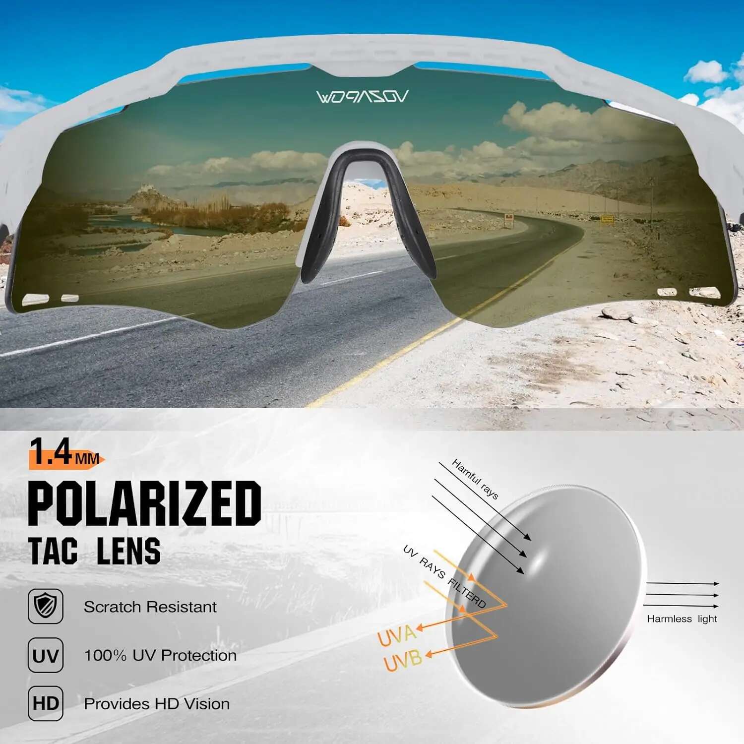 Vozapow Cycling Glasses Men Women Polarized MTB Racing Bike Sunglasses Driving Baseball Goggles UV400 Protection Sports Eyewear