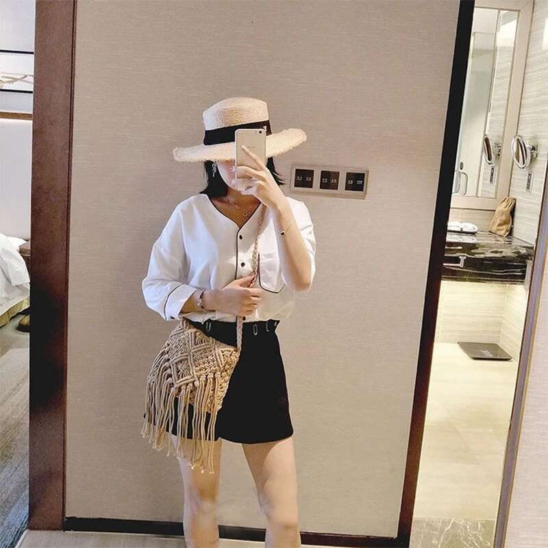 Handmade Cotton Woven Knitted Tassel Crossbody Vintage Shoulder Messenger Bag Female Beach Summer Handbags