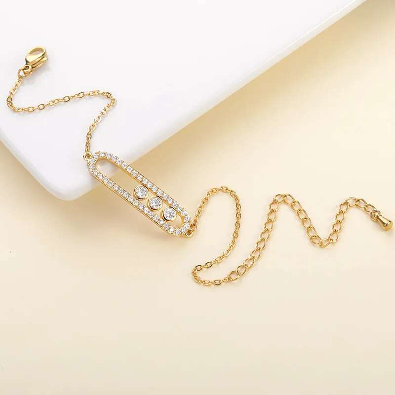 CARLIDANA Arab Design 3 Dot Beads Bar Charm Bracelet&Bangle Pave AAA Zircon Stainless Steel Bracelet For Women Jewelry