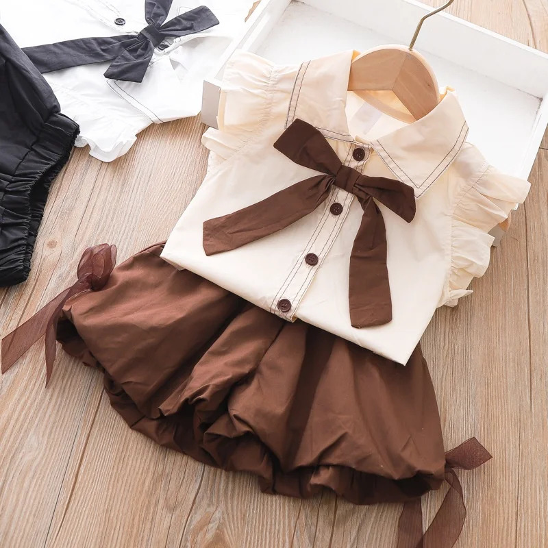 Girls Set Baby Summer Clothes Bow Top Shorts 2 Piece Set Children Clothes Girl 250515