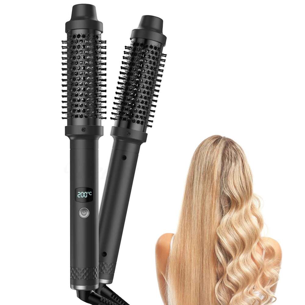 Iron Double PTC Heated Fast Heating Thermal Brush Ceramic Hair Curler Hot Comb 38mm Curling Wand