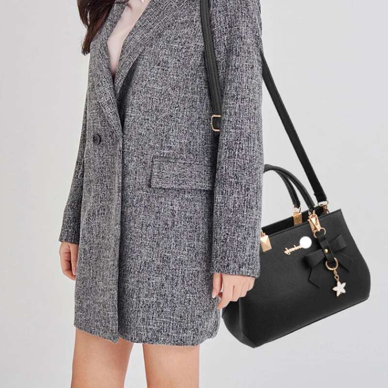 Yogodlns Elegant Women Messenger With Flower Pendant Office Ladies Totes Pure Handbag For Female Crossbody Shoulder Bags
