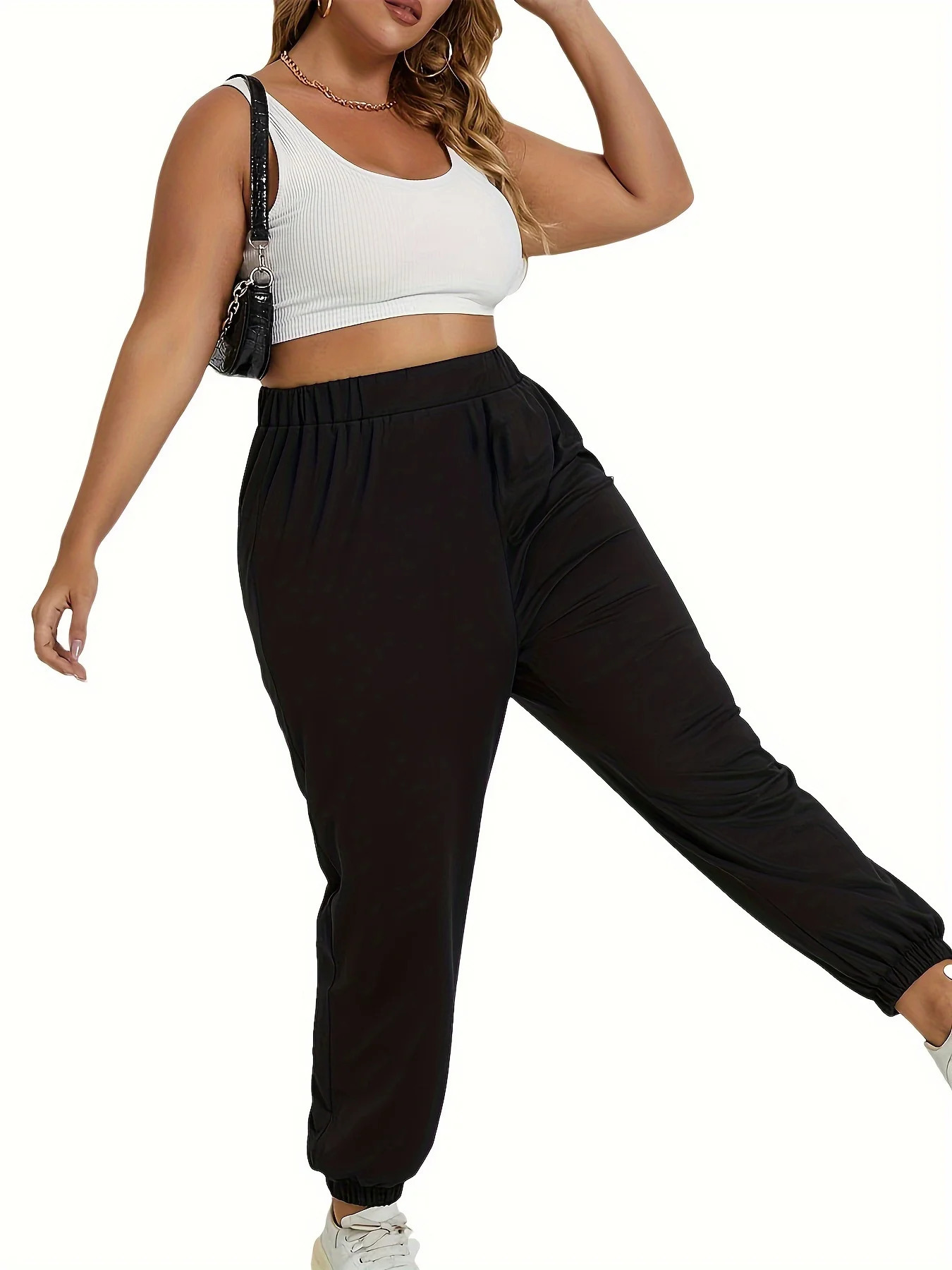 Autumn and winter womens plus size knitted fabric casual paragraph leggings 250515
