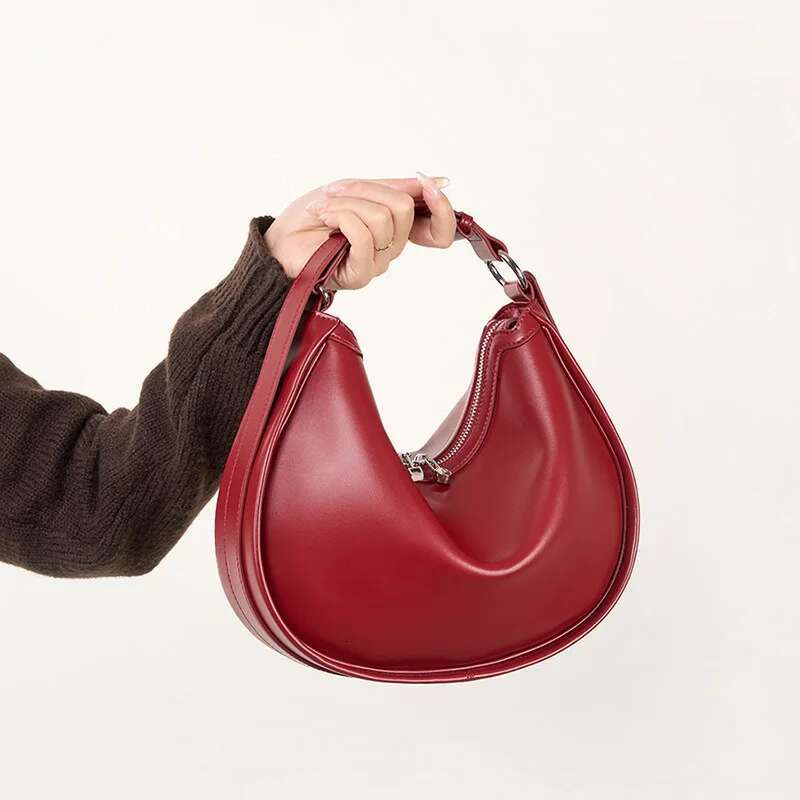 Women's Genuine Armpit Crescent Bags 2024 New Simple Shoulder Crossbody Leather Bag