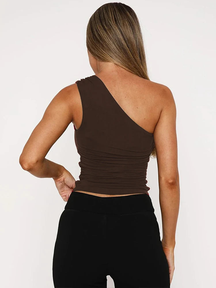 Nibber Fashion Pearl Patchwork Tank Top Skew Collar Backless Vest 2025 Spring Trend Casual Simple Classic Streetwear 250506