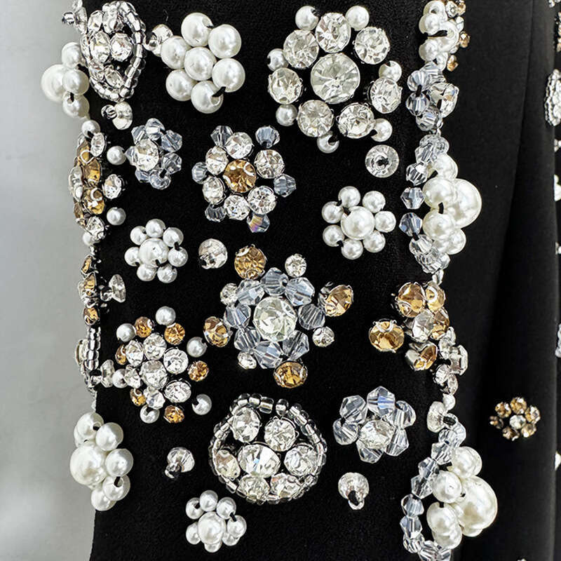 2025 new star fashion heavy industry nail bead inlaid diamond slim fit formal dress long skirt