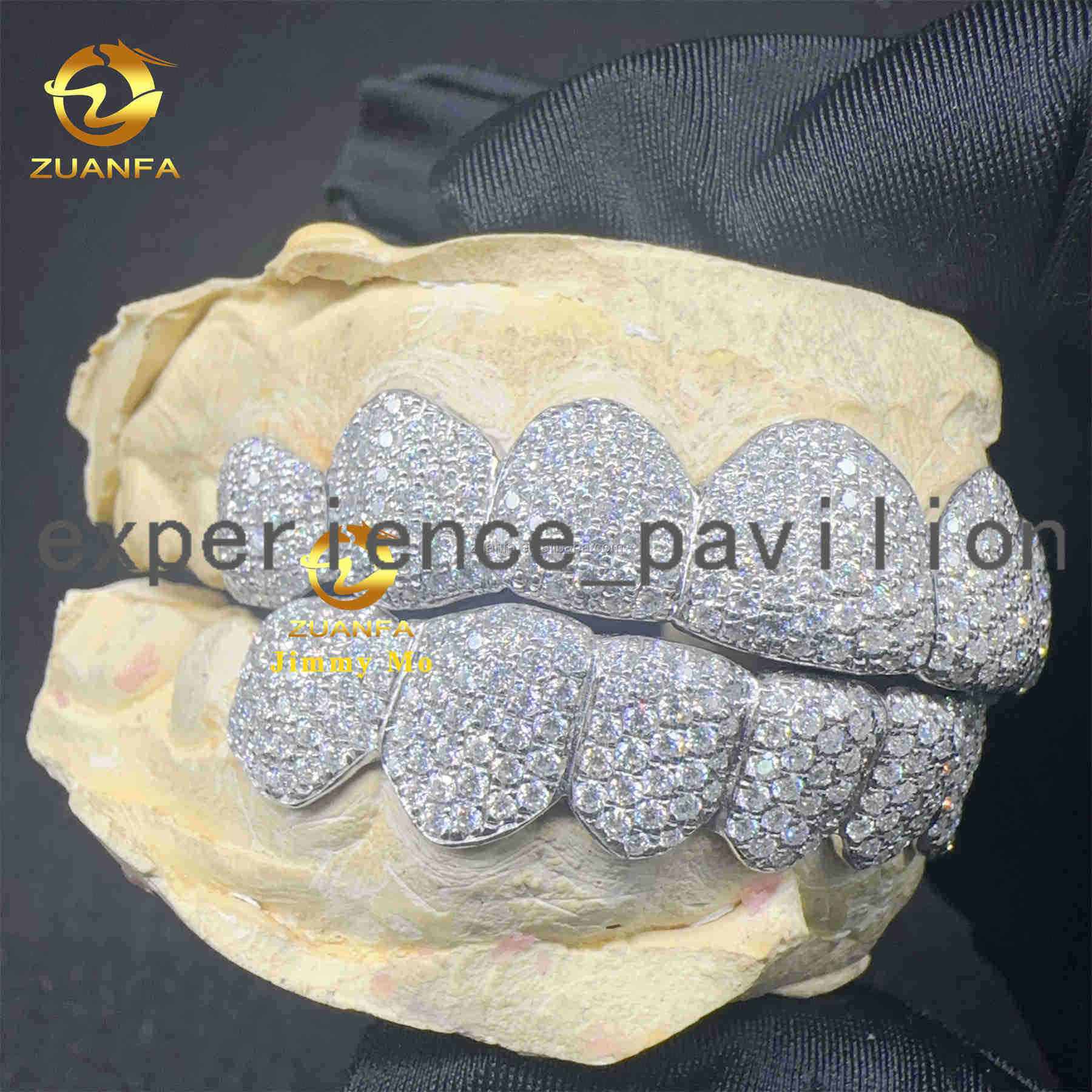 Custom Made Honey Comb Setting Iced Out Buss Down Hip Hop Jewelry Fashion Vvs1 Moissanite Diamond 925 Silver Grillz Set for Man