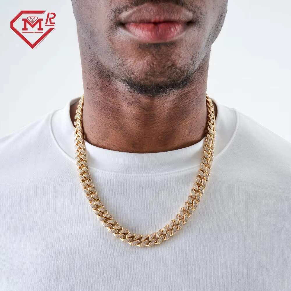 Hip hop Iced 2 Rows VVS12 Millimeter Sier Silica Cuban Chain