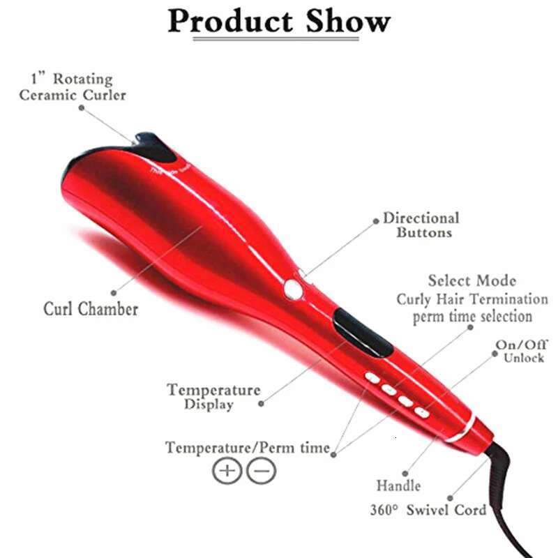 Multi-Automatic Curler Button Curling Iron Negative ion Ceramic Rotating Wave Magic Roller Spin Wand Hair Styling Tool