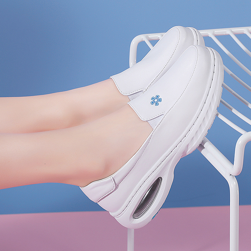 Summer Air Cushion Does Nurse Women Comfortable Soft Soles For Medical Care Anti Slip Breathable Hollow Out Casual Shoes Genuine Leather And Odor Ddmy