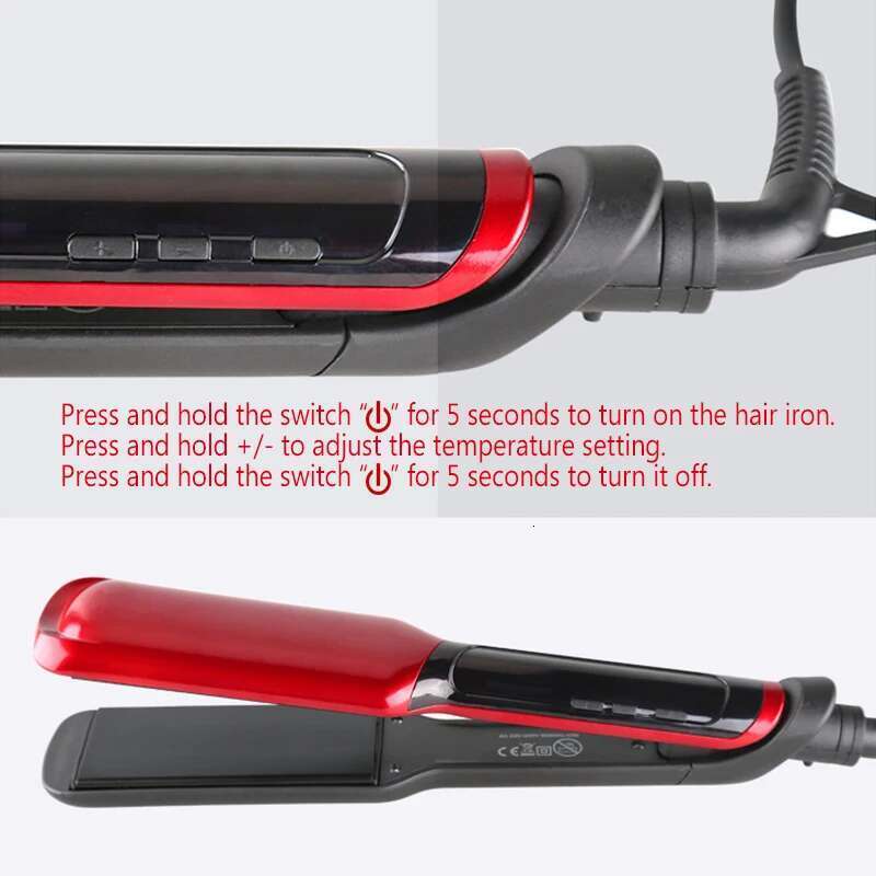 Kemei Professional Hair Straightener Irons LED Display Ceramic Flat Iron Wide Plates Chapinha Para Cabelo Adjustable Temperature