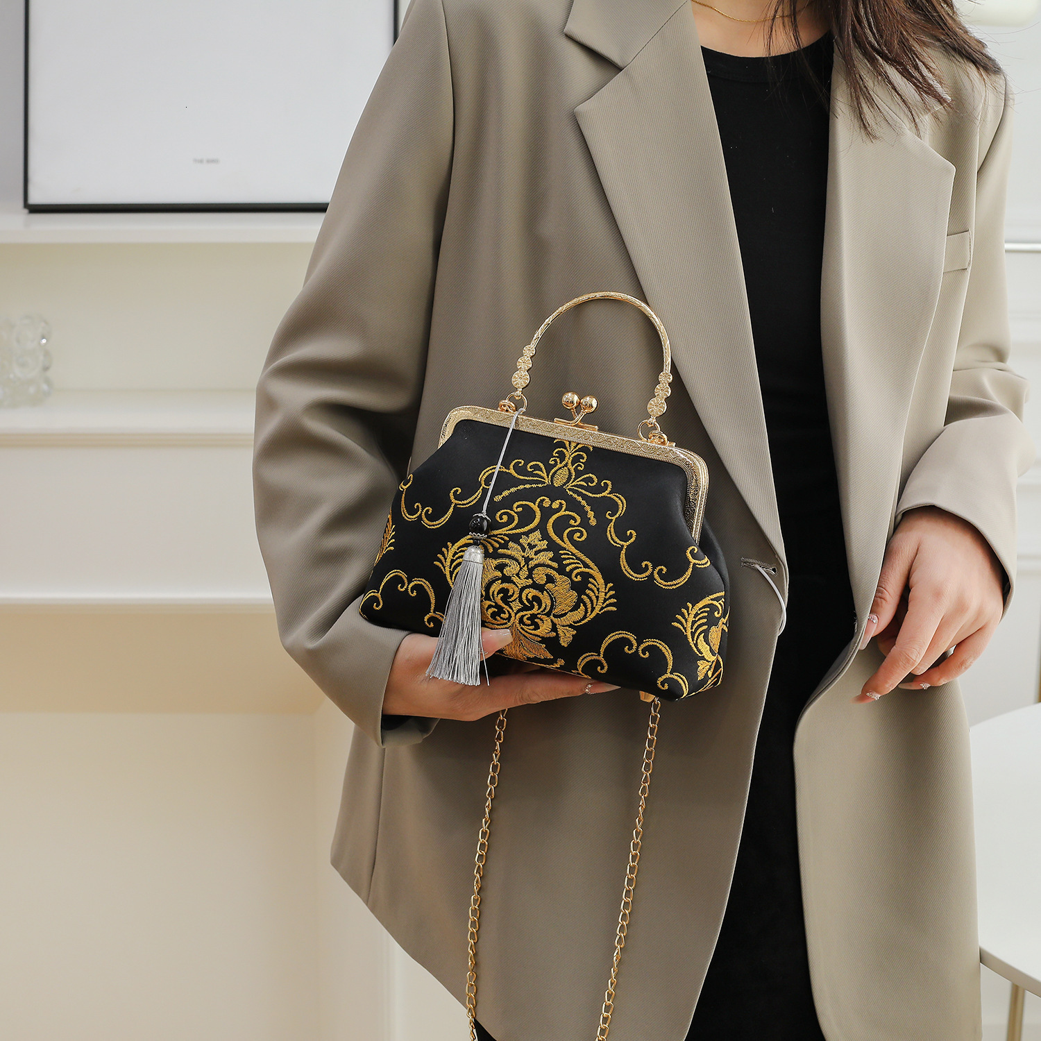 Top quality Brand High Quality Wind handbag, cheongsam womeg live streaming women's single shoulder crossbody bag, hand-held bag New Free Deliver