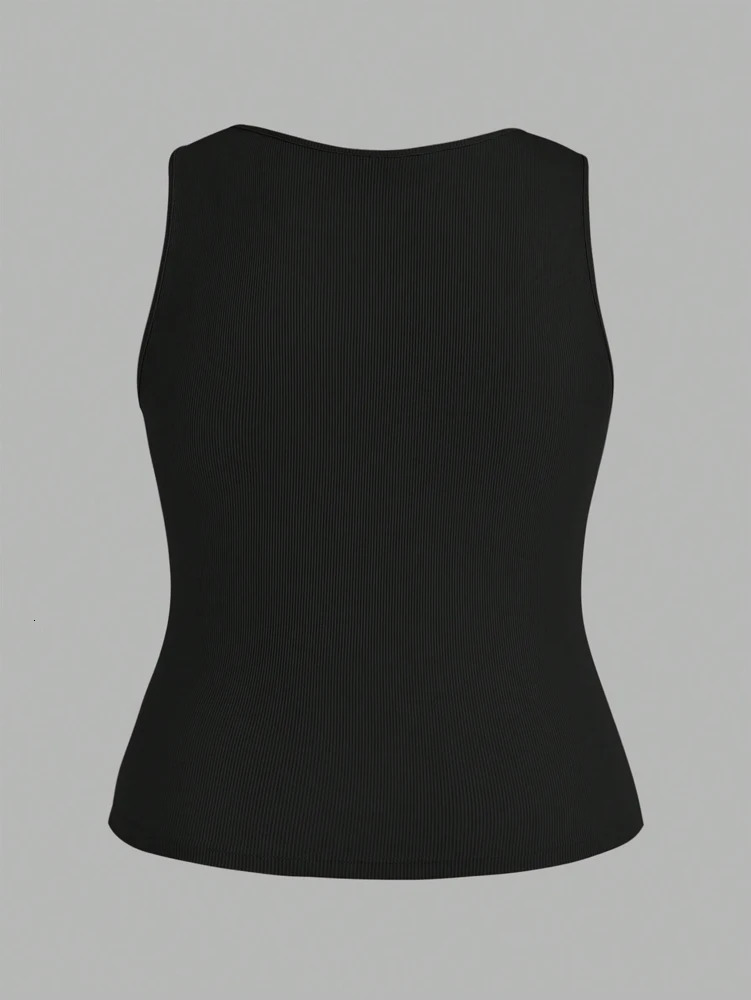 Plus Size Short Tank Top Womens Set Short Top Sleeveless Short Top Set of 3 Ribbed Knit Short Top Black White Brown 250515