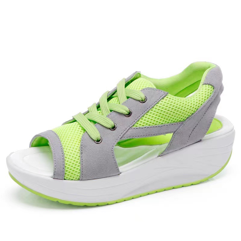 Casual Shoes New Pine Cake Sandals Thick Sole Slope Heel Breathable Shake Mesh Comfortable Sports And Casual Women S Shoes Ddmysaturn