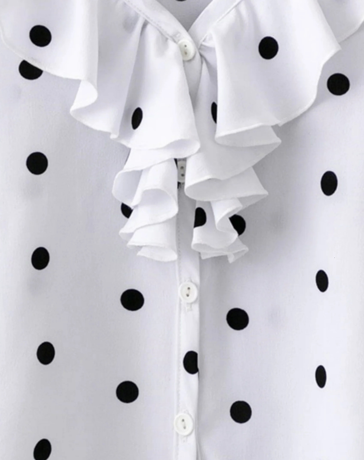 Summer childrens girls sweet and cute ruffled V-neck polka-dot horn long-sleeved casual comfortable shirt 250515