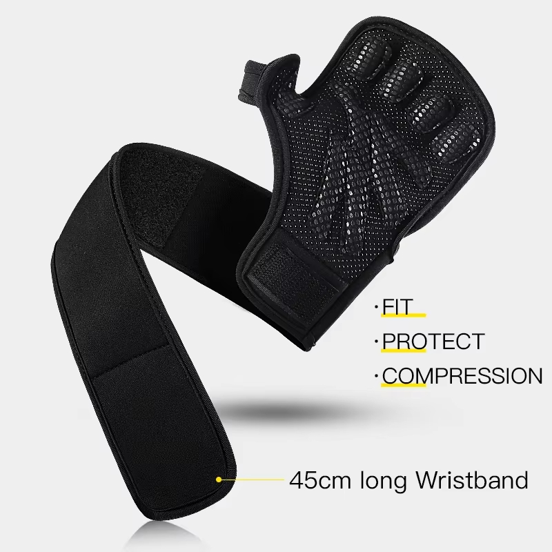 Weight Lifting Training Gloves with Wrist Support Workout Gloves Adjustable Cycling Gloves Non Slip for Gymnastics Pull Ups Hard Pull Iron Gloves with