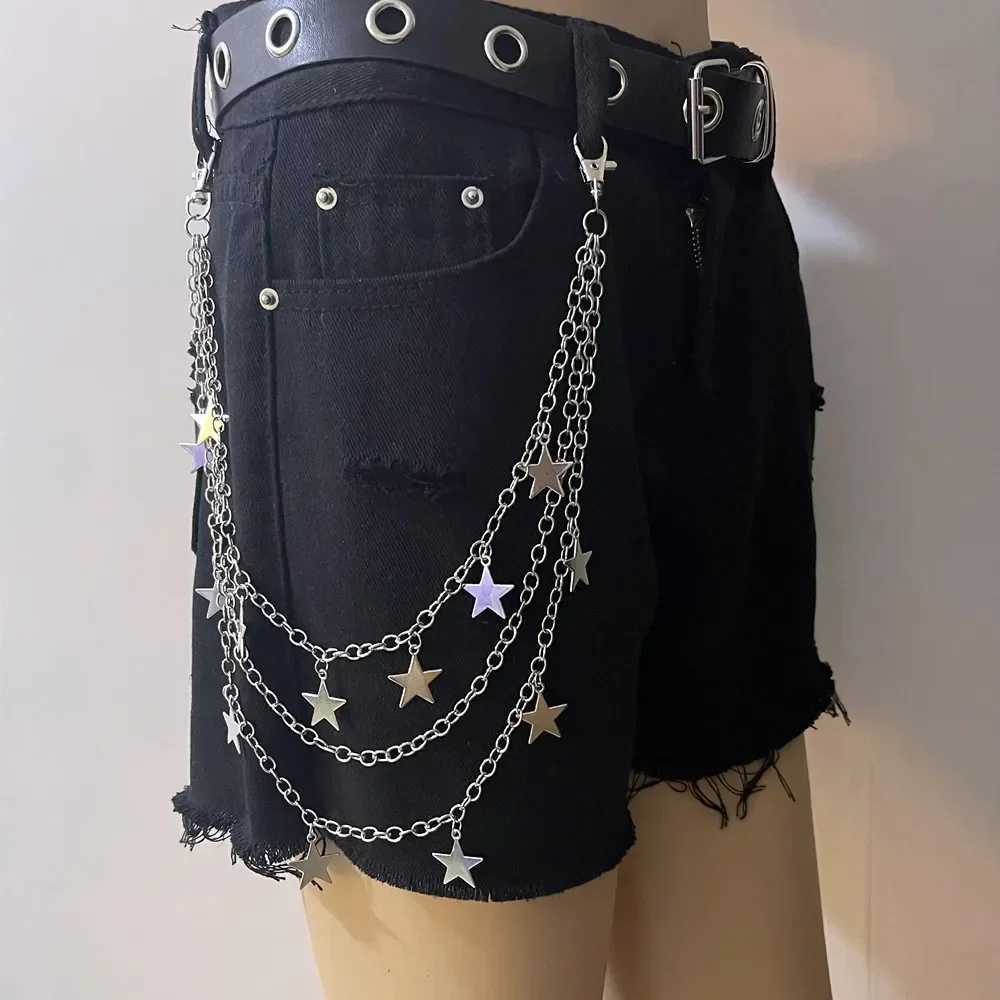 Hip Hop Punk Belt Chain Pentagram Pendant Waist Belts Ins Korea Fashion Personality Multi-layer Metal Chain Menwomen Pants Chain Y250515
