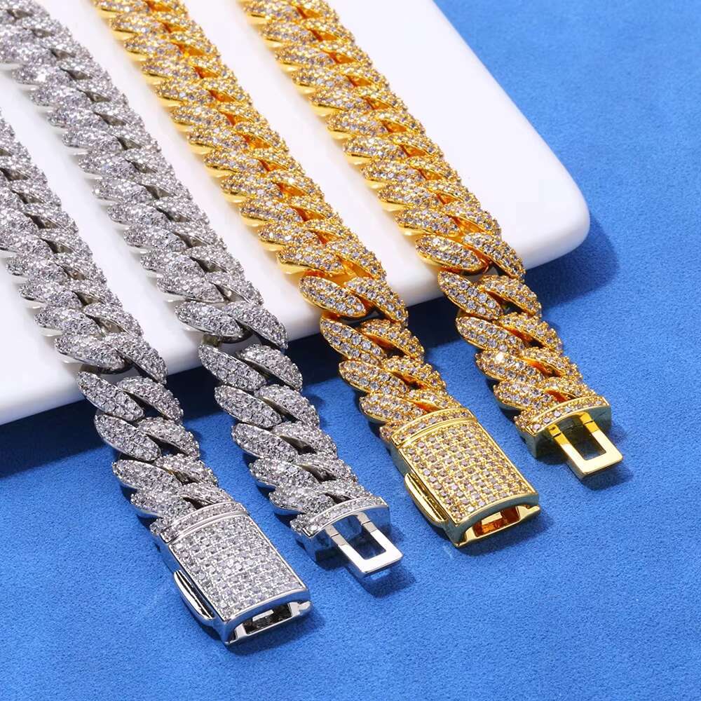 Personality 10mm S925 Silver VVS D Colour Moissanite Bracelet Hip Hop Bubble Miami Iced Out Tennis Bracelet Cuban Chain for Men