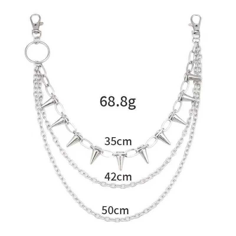 New Punk Rivets Pants Chain for Women Men Hip Hop Silver Color Multilayer Waist Chain Dress Jewelry Gothic Rock Accessories Y250515