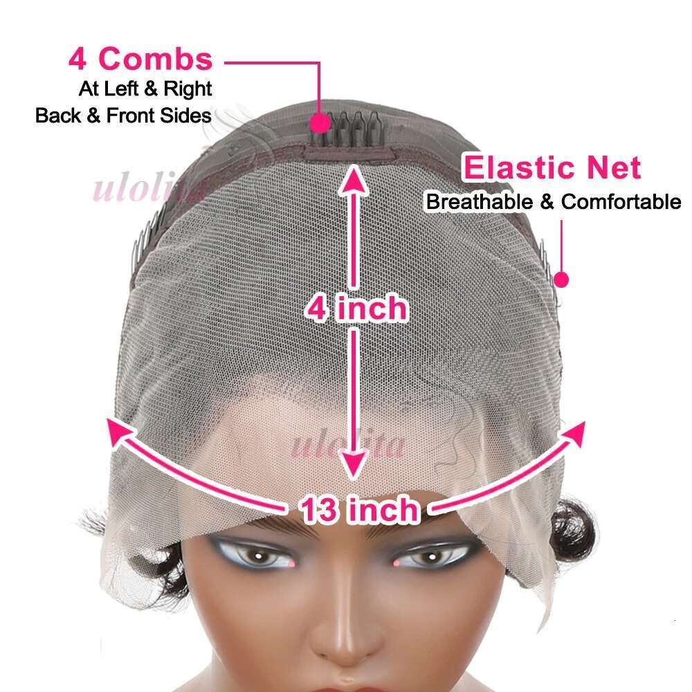 Pixie Cut 13x4 Transparent Front Wigs For Women Short Bob Brazilian Straight hd Lace Frontal Human Hair Wig 200 Density