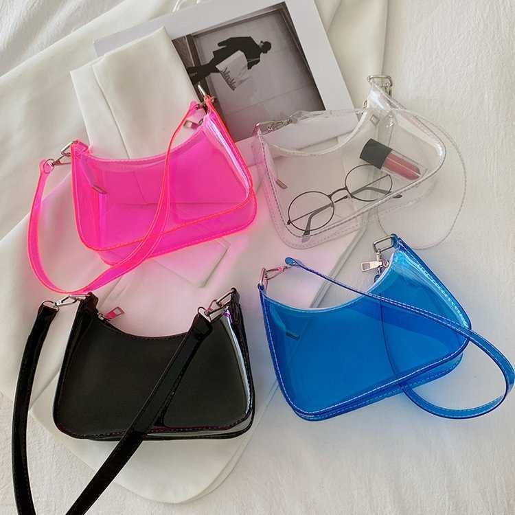 Transparent Bag Womens New Trendy Korean Version Fashion Jelly Bag Famous And Stylish One Shoulder Armpit Bag