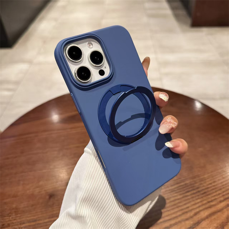 Luxury Magnetic Stand Matte Case For iPhone 16 15 14 Plus 13 Pro Max 360° Rotation Ring Holder Magsafe Cover