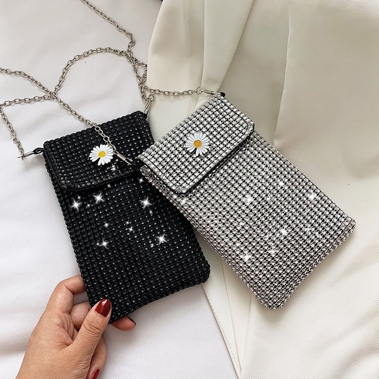 Internet celebrity's same casual street full diamond sparkling chain single shoulder crossbody bag, trendy fashionable, shiny and personalized mo