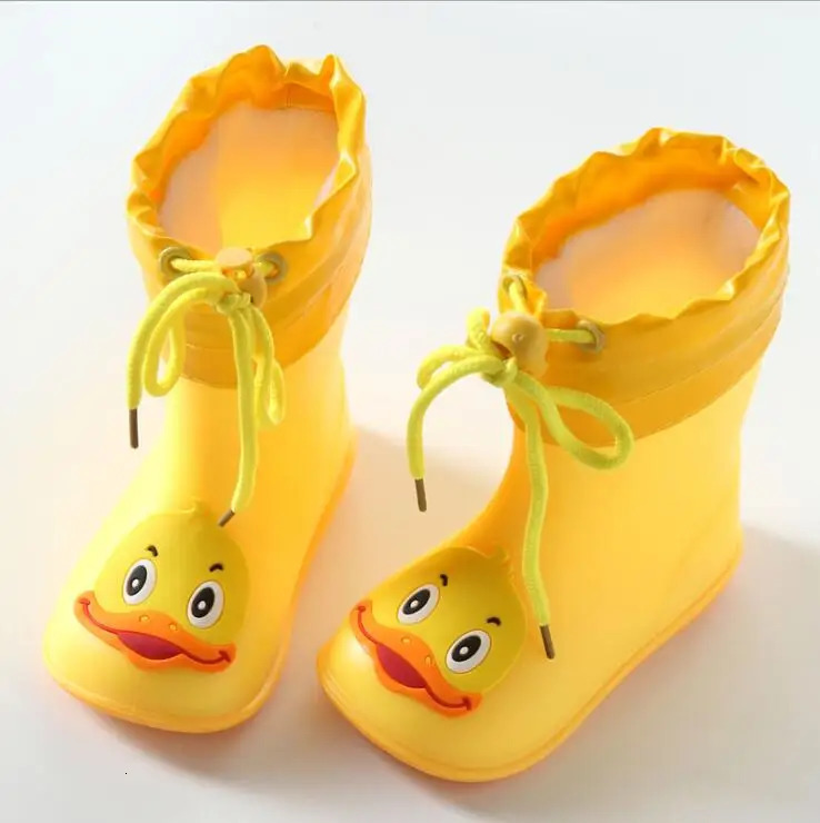 Wide Round Toe Classic Children Rainboots Baby PVC Rubber Waterproof Kids Water Shoes Lovely Cartoon Rain Boots Platform 250515